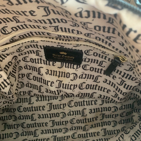 Juicy Couture Black Patent Leather Monogram Crossbody Shoulder Hand Carry Purse - Picture 6 of 6